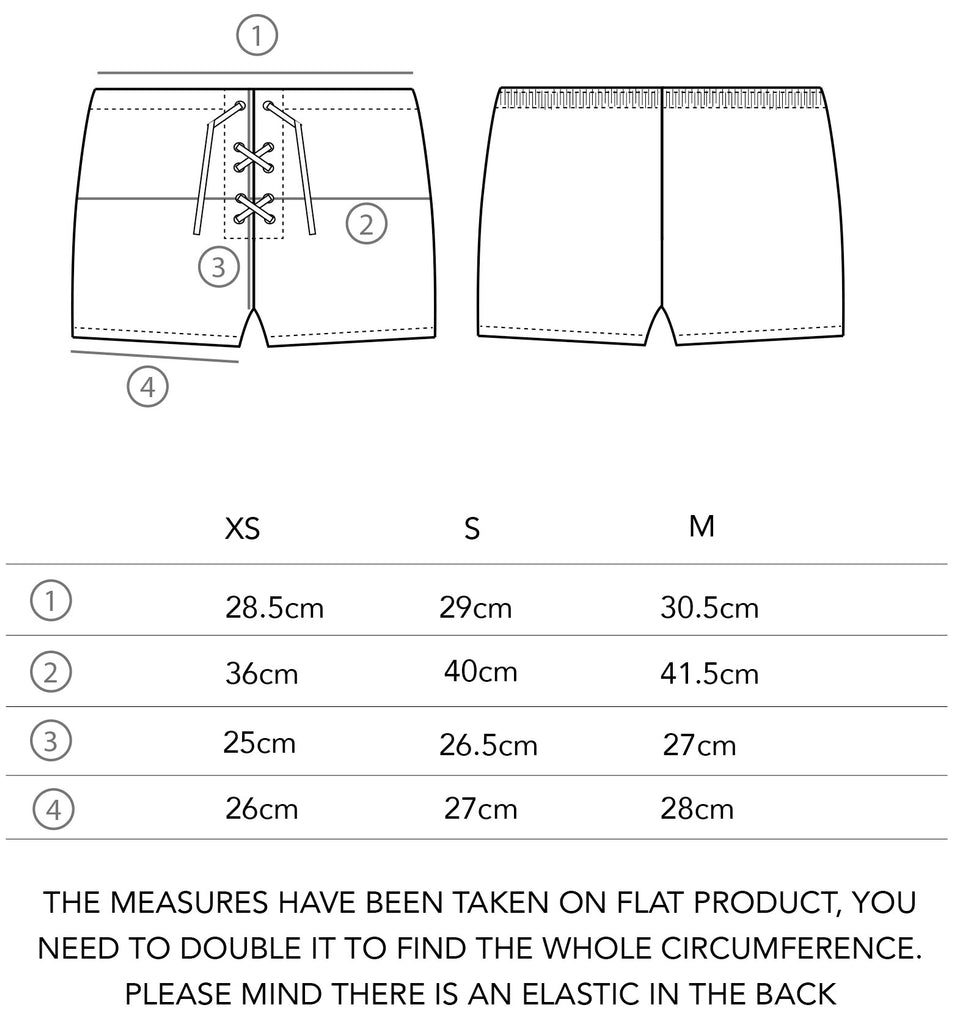 SMK DANCEWEAR sizes guide for ORGANIC COTTON shorts (B-grade)